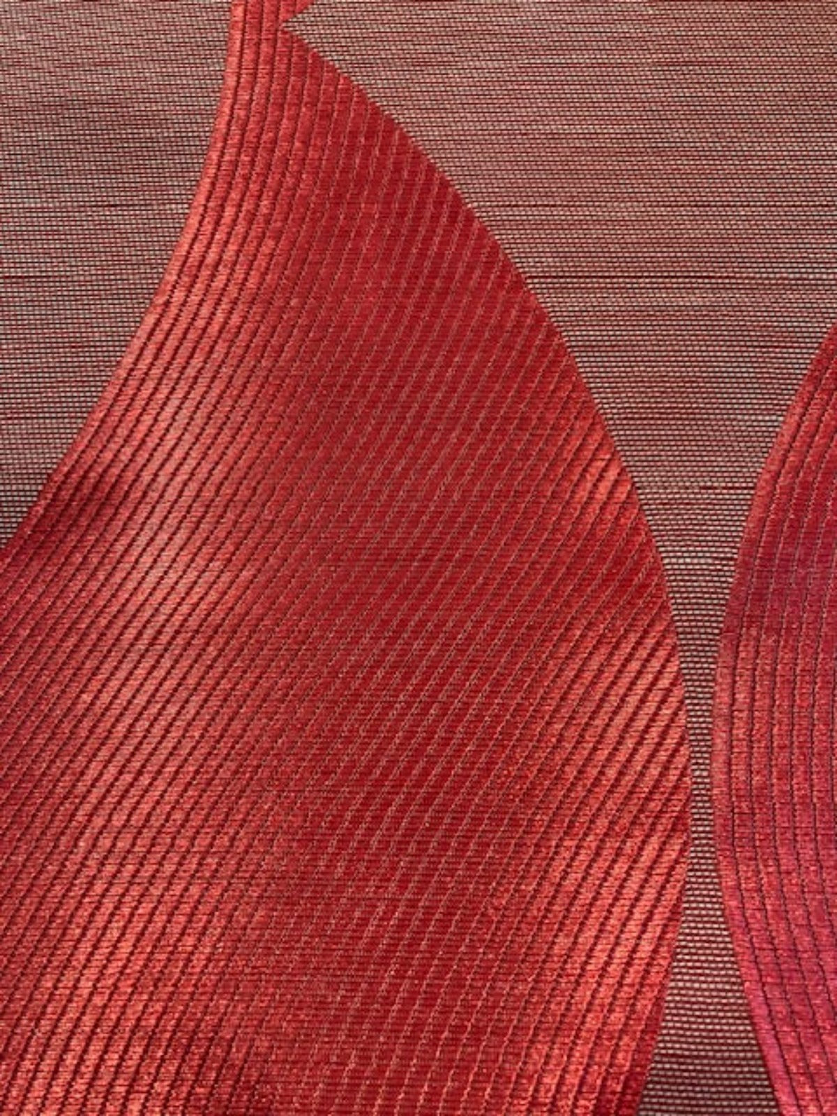 Pinky Red Satin-Effect Large Wave Jacquard Fabric