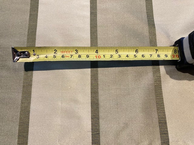 Sage Green Silk Dupion Irridescent Stripe with Ribboned Stripe running along the Fabric