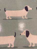 Sausage Dog on Duck Egg PVC Coated Cotton