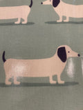 Sausage Dog on Duck Egg PVC Coated Cotton