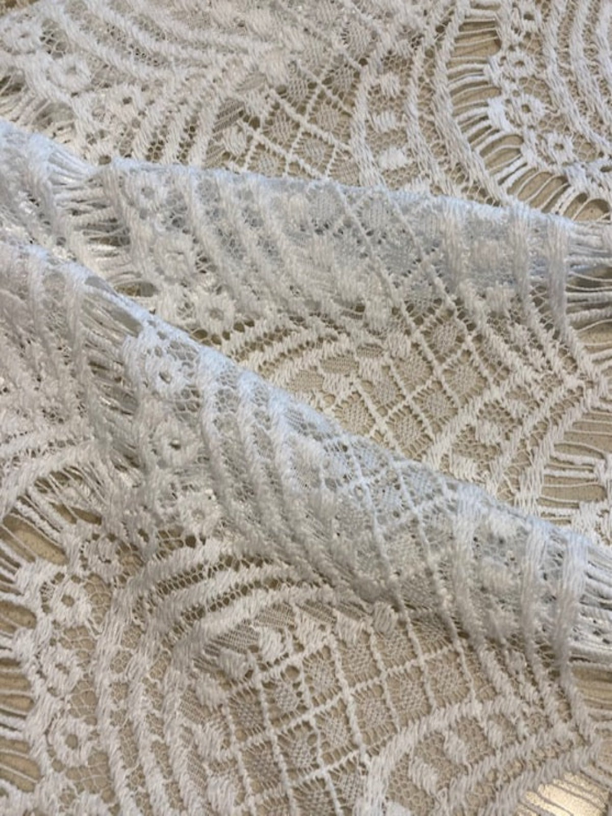 Off White Scalloped Allover Lace