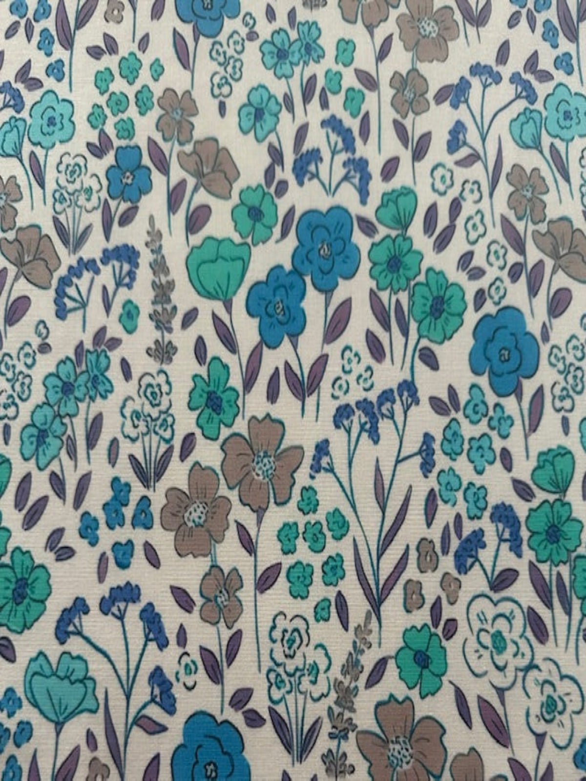 Sea Green Country Flowers on Cotton Lawn