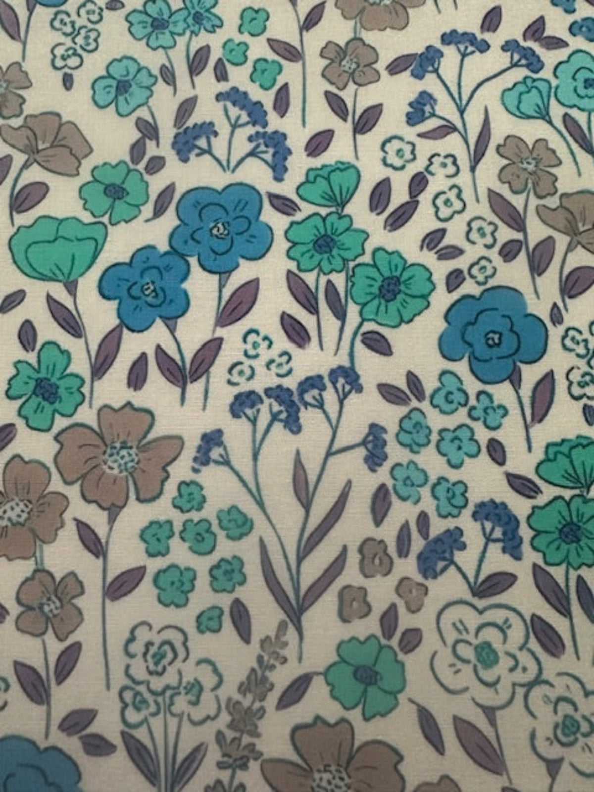 Sea Green Country Flowers on Cotton Lawn