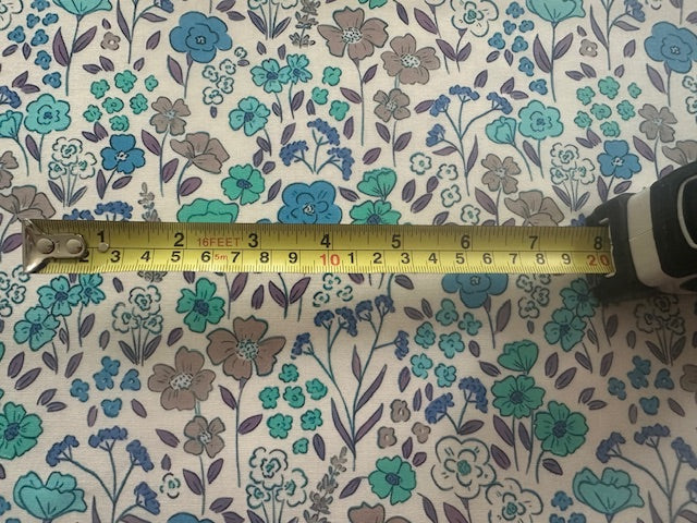 Sea Green Country Flowers on Cotton Lawn