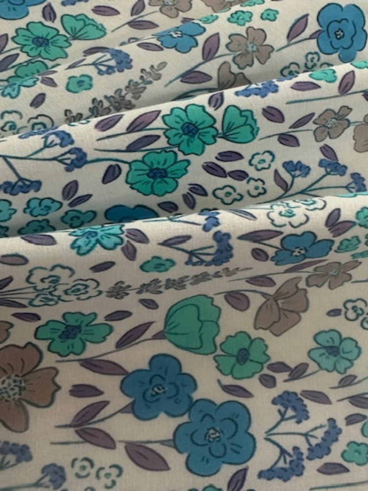 Sea Green Country Flowers on Cotton Lawn