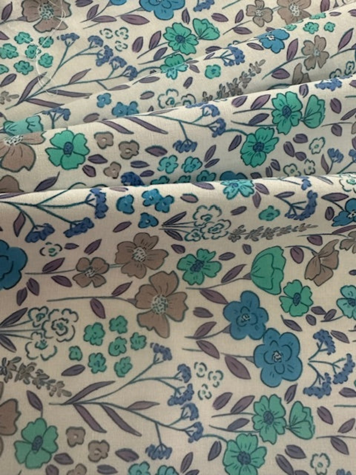 Sea Green Country Flowers on Cotton Lawn