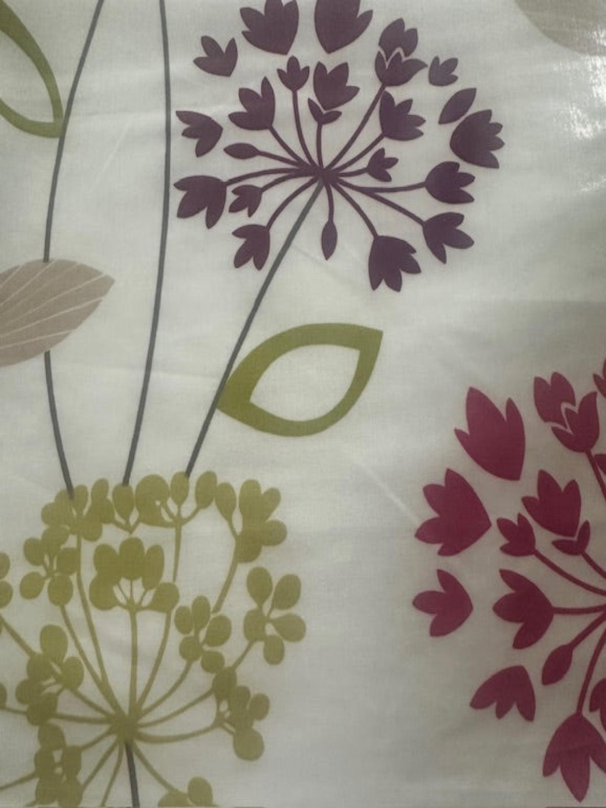 Lime/Amethyst/Fuchsia Seed Heads on White PVC Coated Cotton