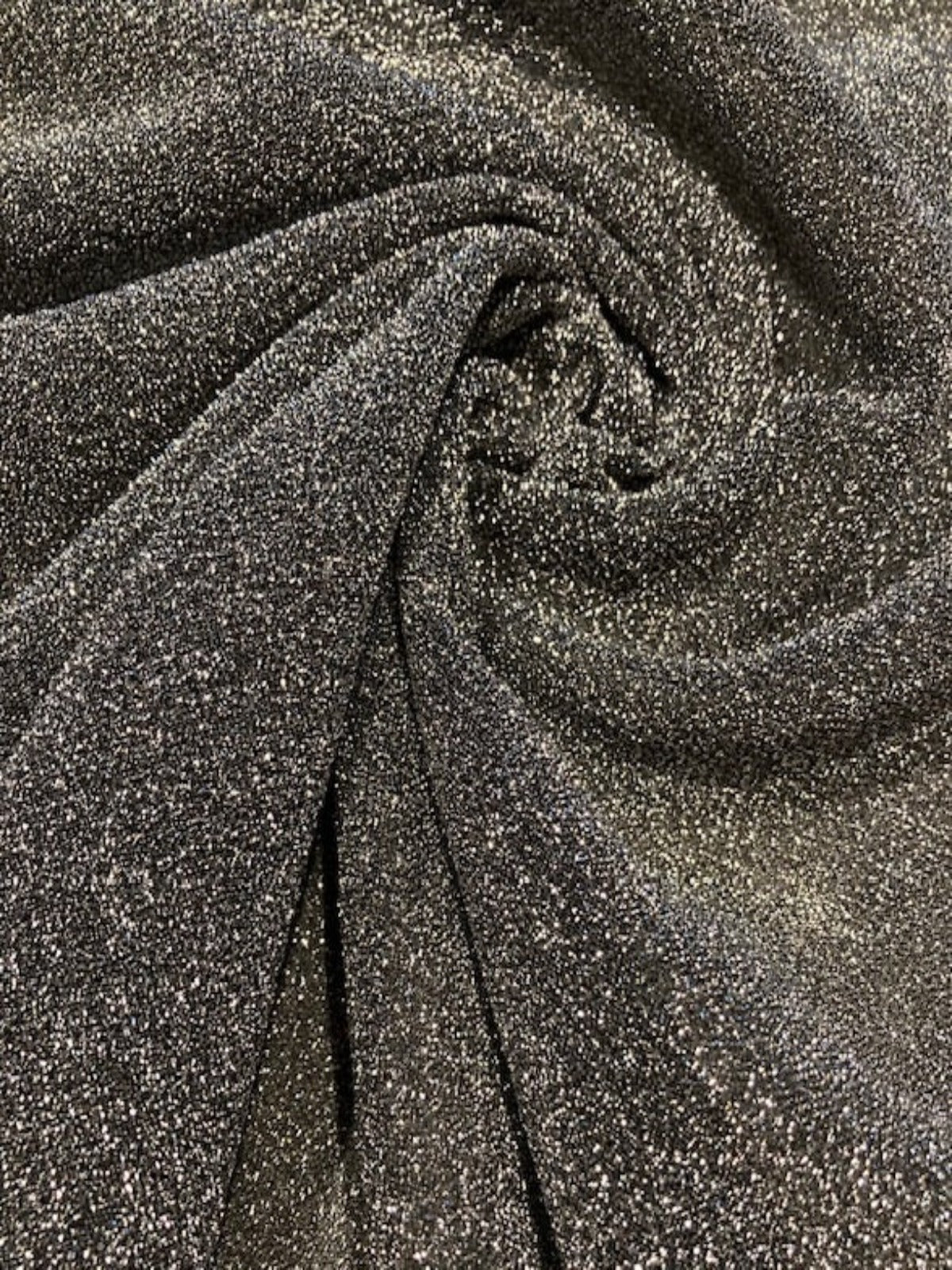 Silver on Black Glitter Knit, One Way Stretch