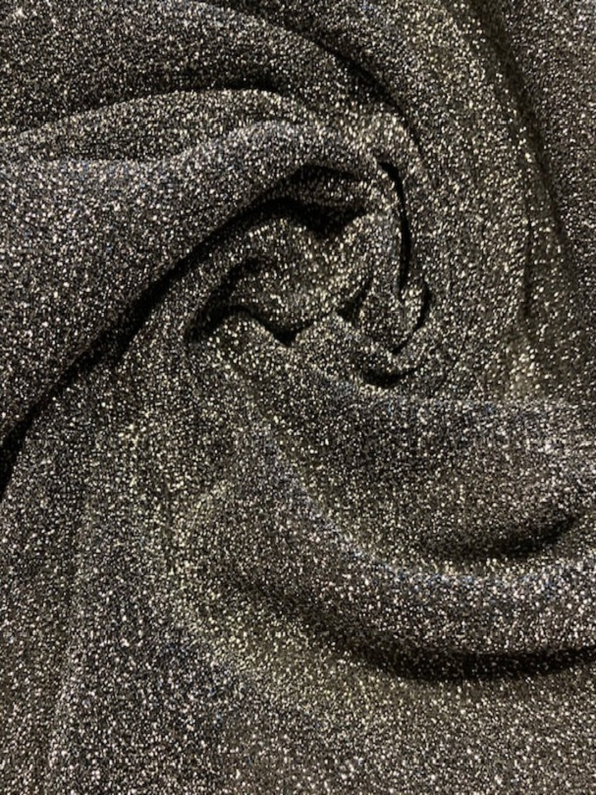 Silver on Black Glitter Knit, One Way Stretch