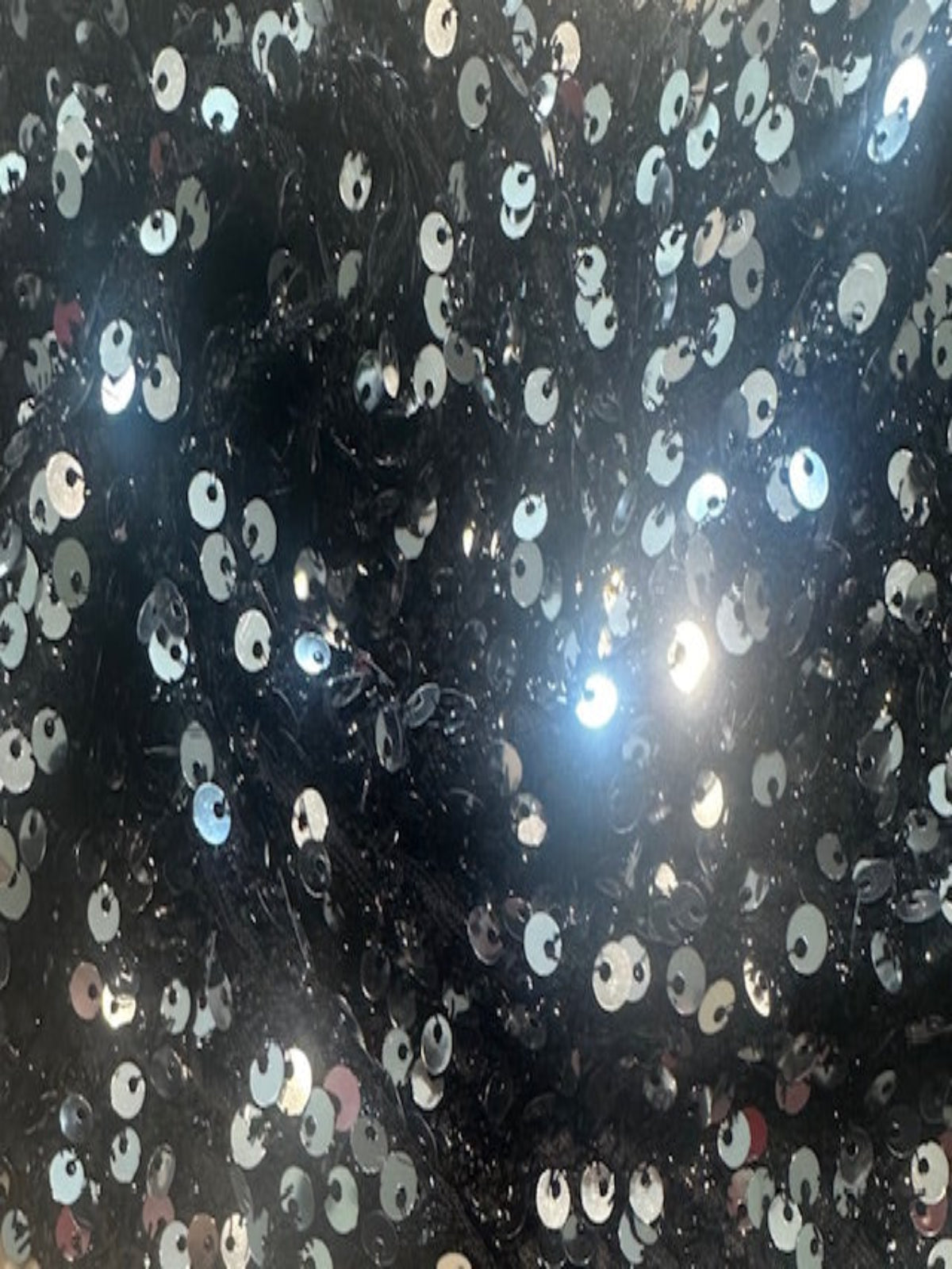 Silver Sequin on Black Glitter Effect