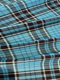 Black/Turquoise Green Check Shirting with Stretch