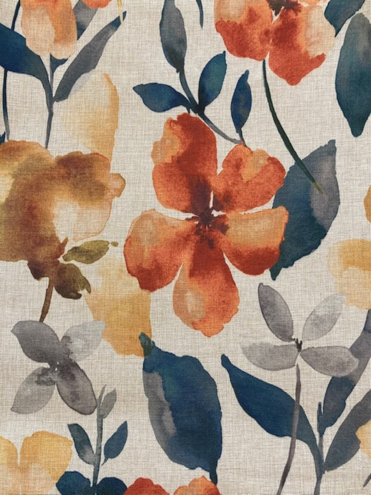 Teal /Orange Watercolour on Natural Base Furnishing