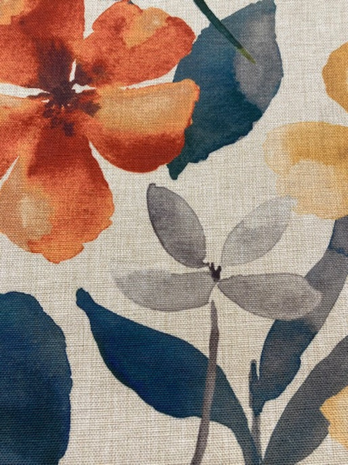 Teal /Orange Watercolour on Natural Base Furnishing