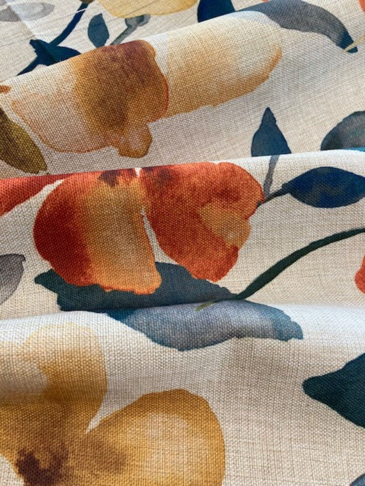 Teal /Orange Watercolour on Natural Base Furnishing