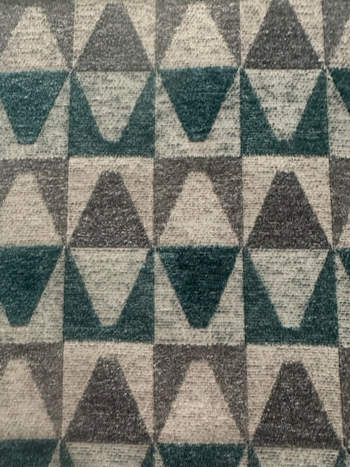 Teal and Grey Pyramid Jacquard in Rectangle Pattern. Thick Furnishing " Porter & Stone"