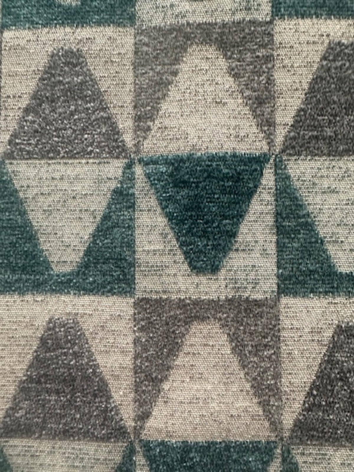 Teal and Grey Pyramid Jacquard in Rectangle Pattern. Thick Furnishing " Porter & Stone"