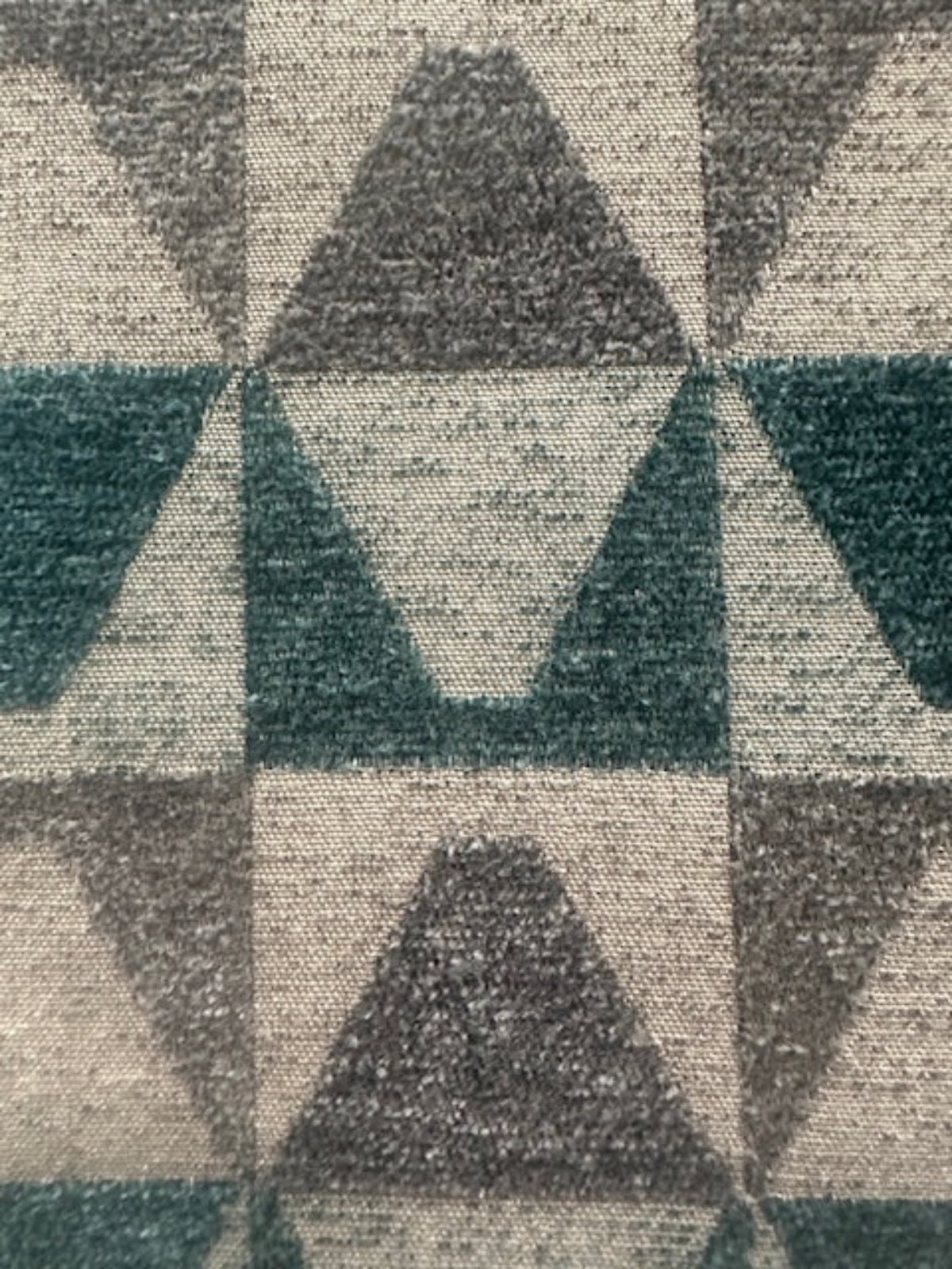 Teal and Grey Pyramid Jacquard in Rectangle Pattern. Thick Furnishing " Porter & Stone"