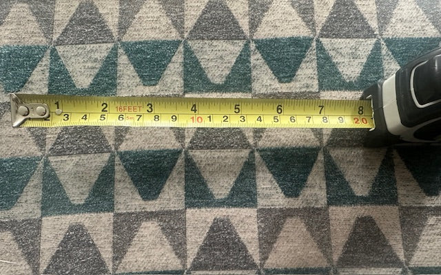 Teal/Grey Pyramid Jacquard in Rectangle Pattern. Thick Furnishing " Porter & Stone"