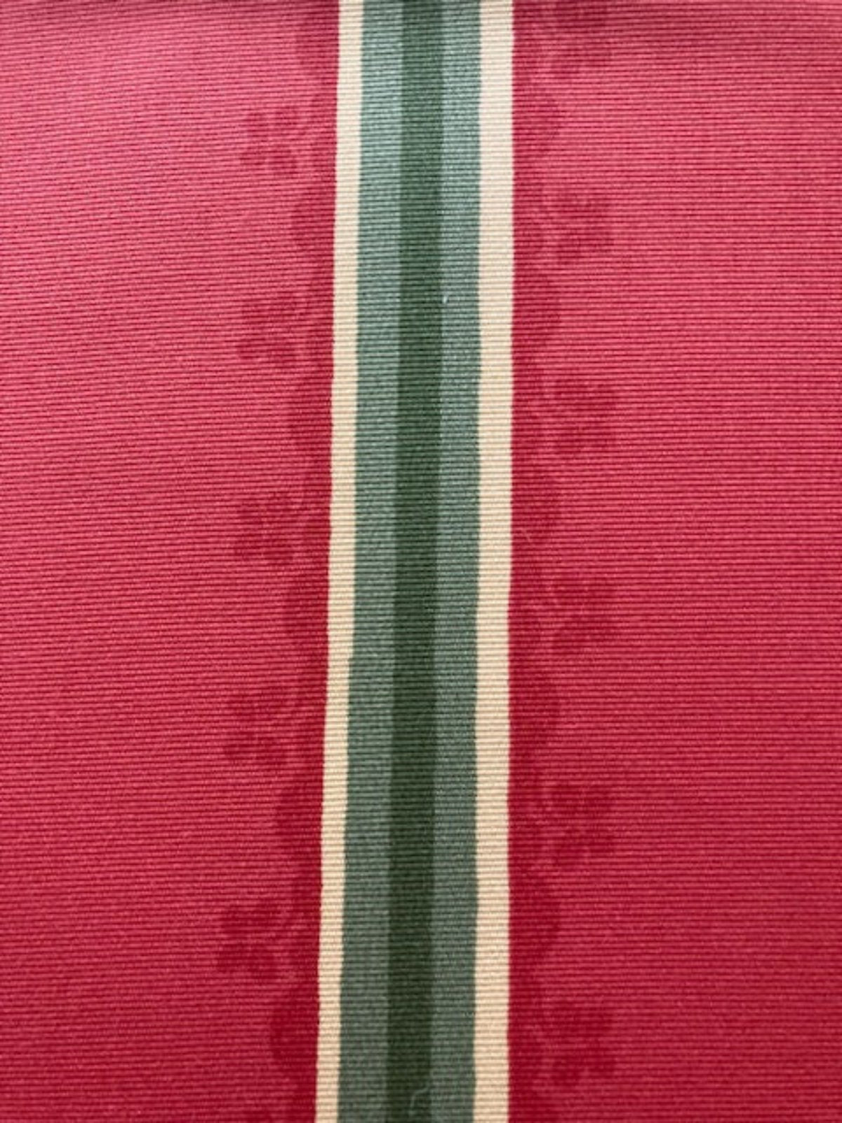 Yellow & Green Stripe on Terracotta Red Cotton – “Zoffany Florette Stripe”