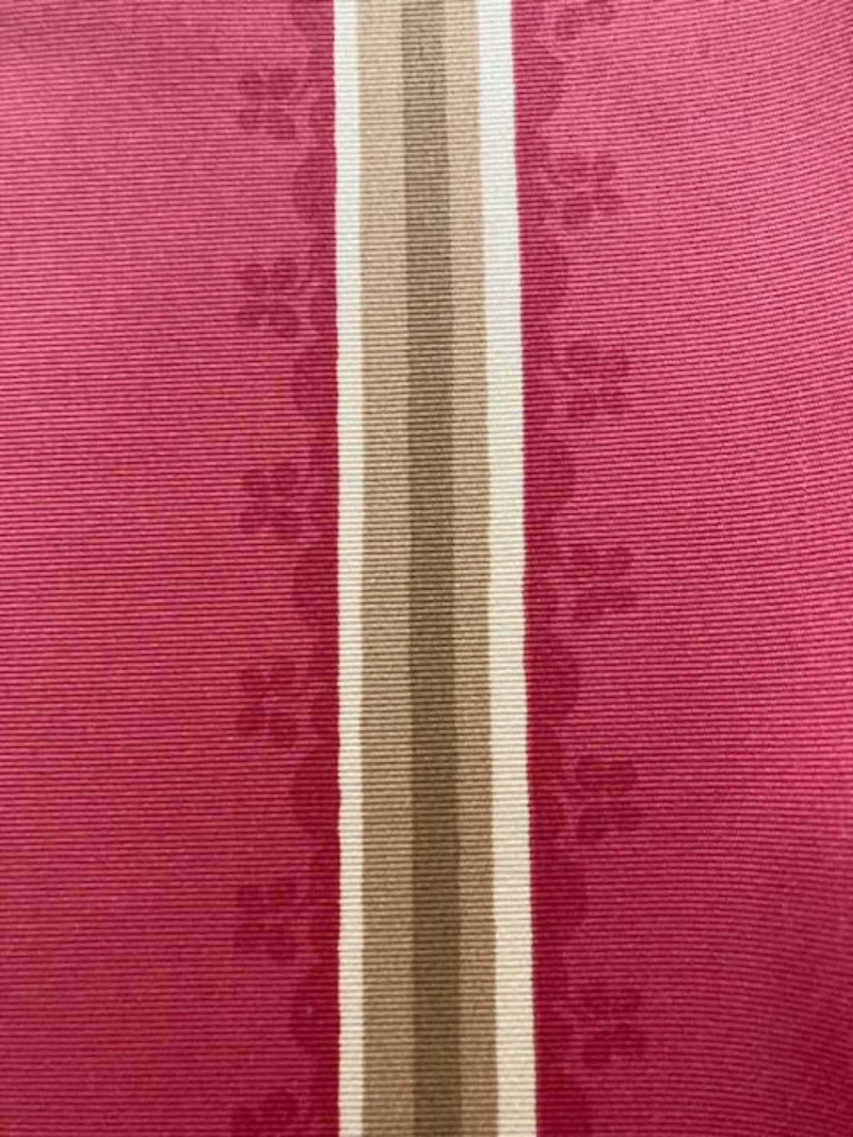 Yellow & Green Stripe on Terracotta Red Cotton – “Zoffany Florette Stripe”