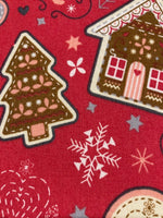 Christmas Treats on Red Cotton
