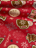 Christmas Treats on Red Cotton