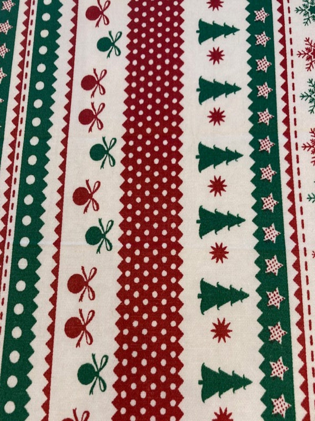 Green/Red Striped Christmas Theme- Stripes Run along the Fabric