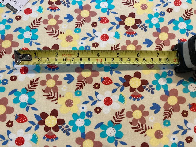 Multi Flowers & Strawberries Cotton Lawn – 100% Cotton, 145 cm Wide