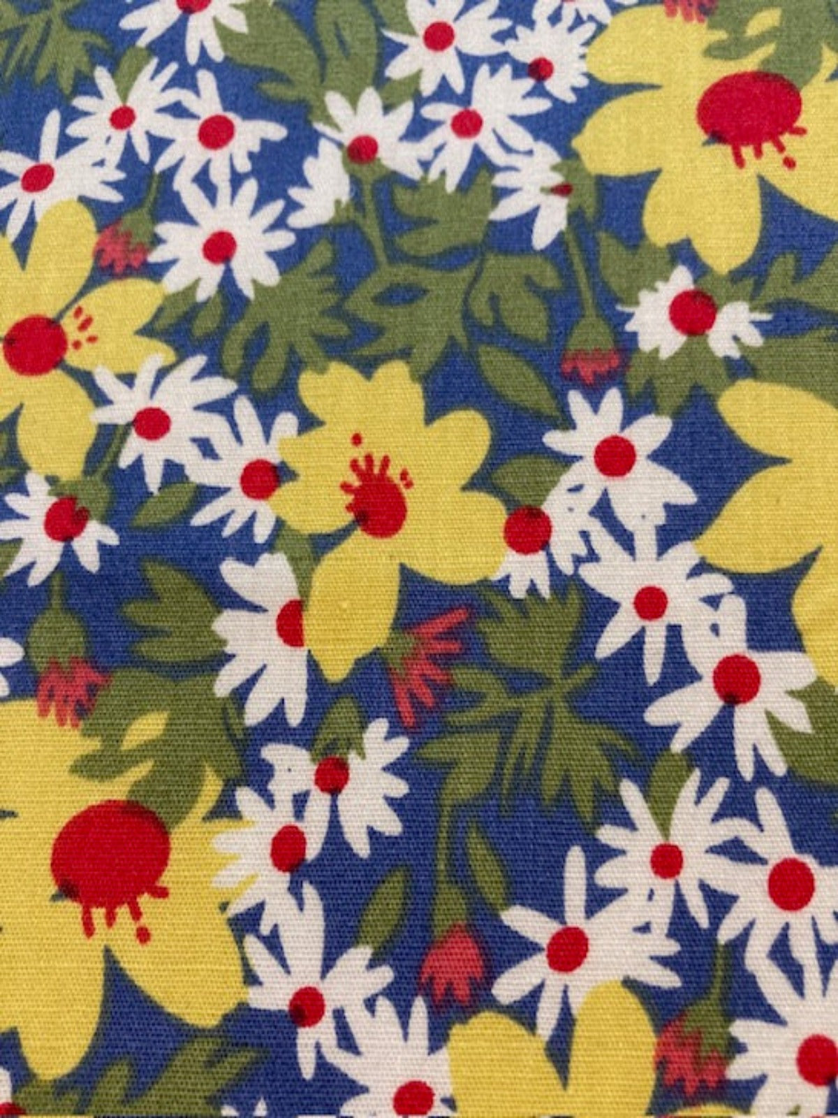 Yellow Flowers on Blue Cotton Lawn – Fresh & Vibrant