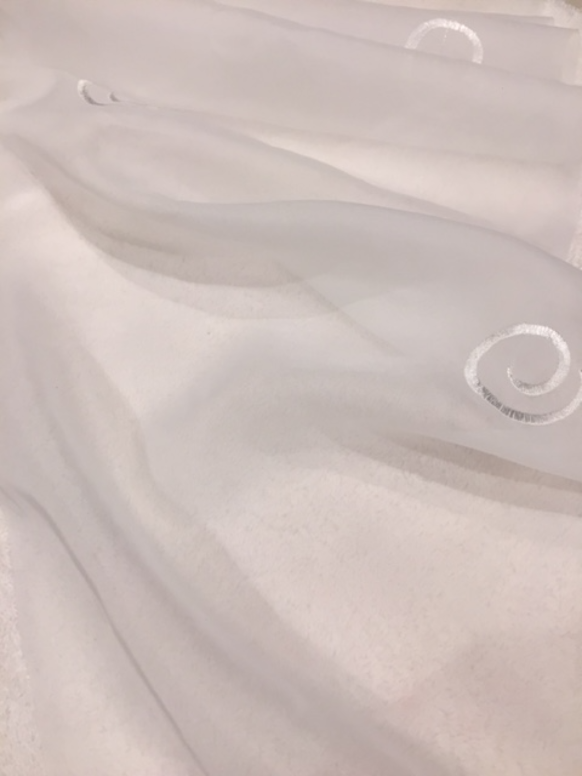 Ivory Swirl embroidery on Organza