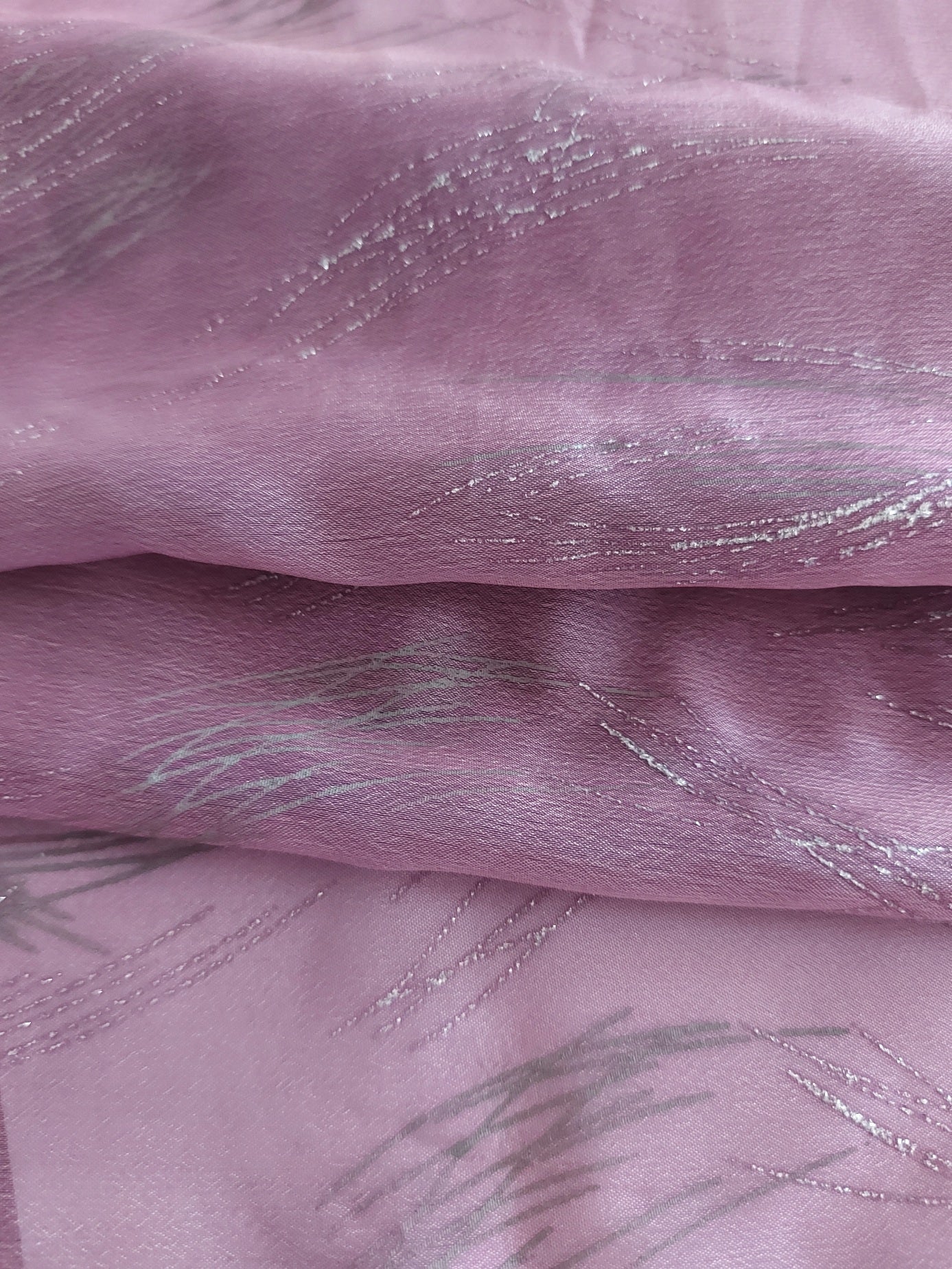 Glitter Print On Dark Pink Chiffon