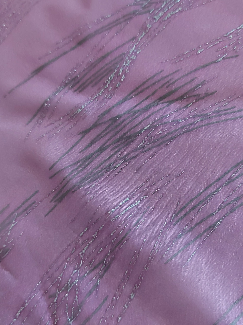 Glitter Print On Dark Pink Chiffon