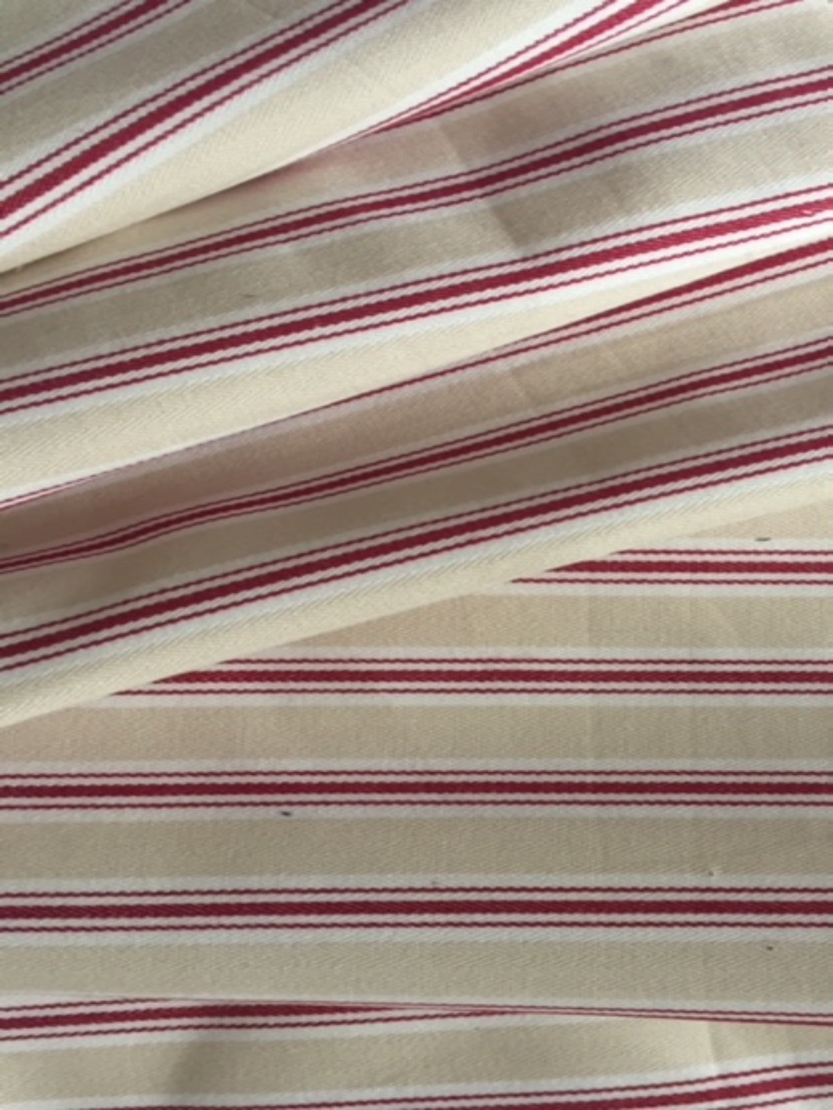 Red/Cream Cotton Stripe - Deadstock fabric on AmoThreads