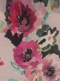 Multi Flower Print on Pale Mauve Linen / Rayon Stretch