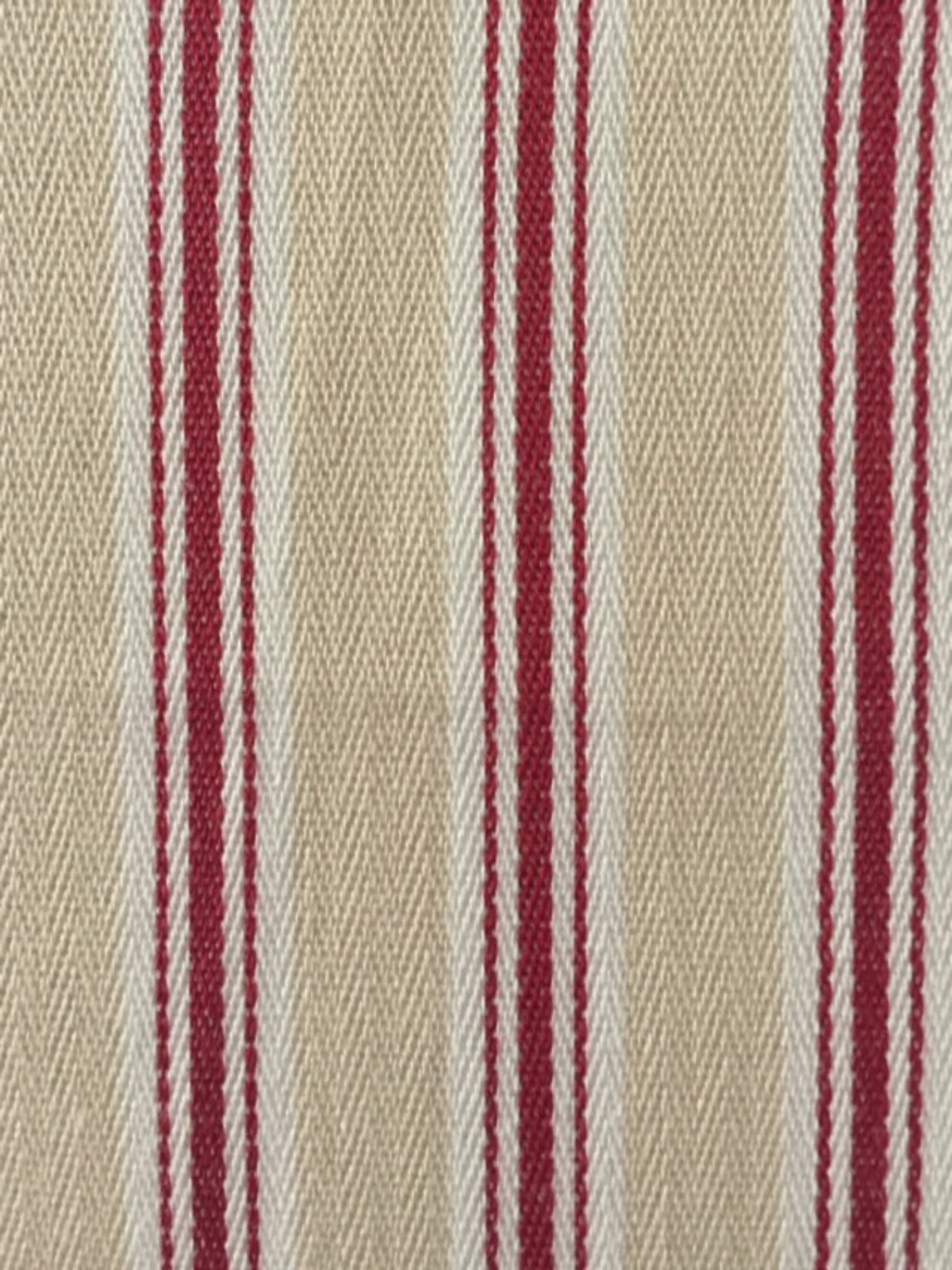 Red/Cream Cotton Stripe - Deadstock fabric on AmoThreads