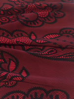 Red / Black Lace Look Print on stretch woven - Deadstock fabric on AmoThreads