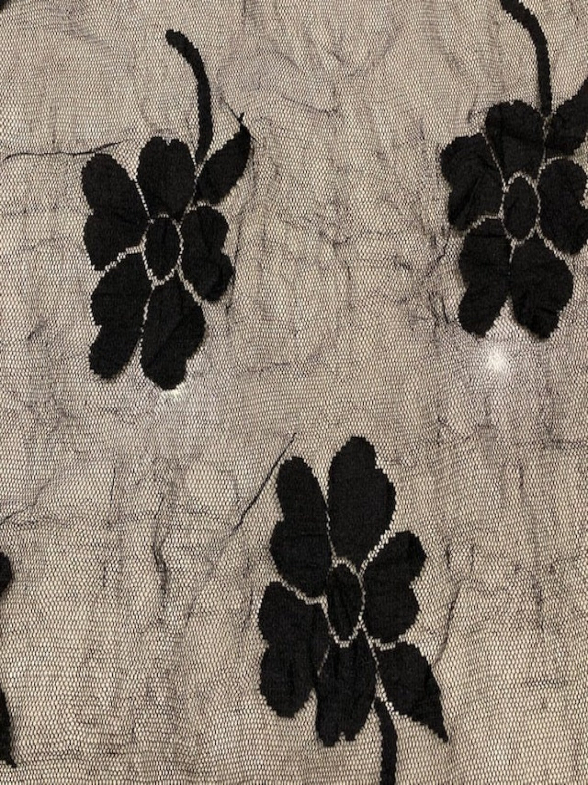Black Flower Jacquard on Open Mesh