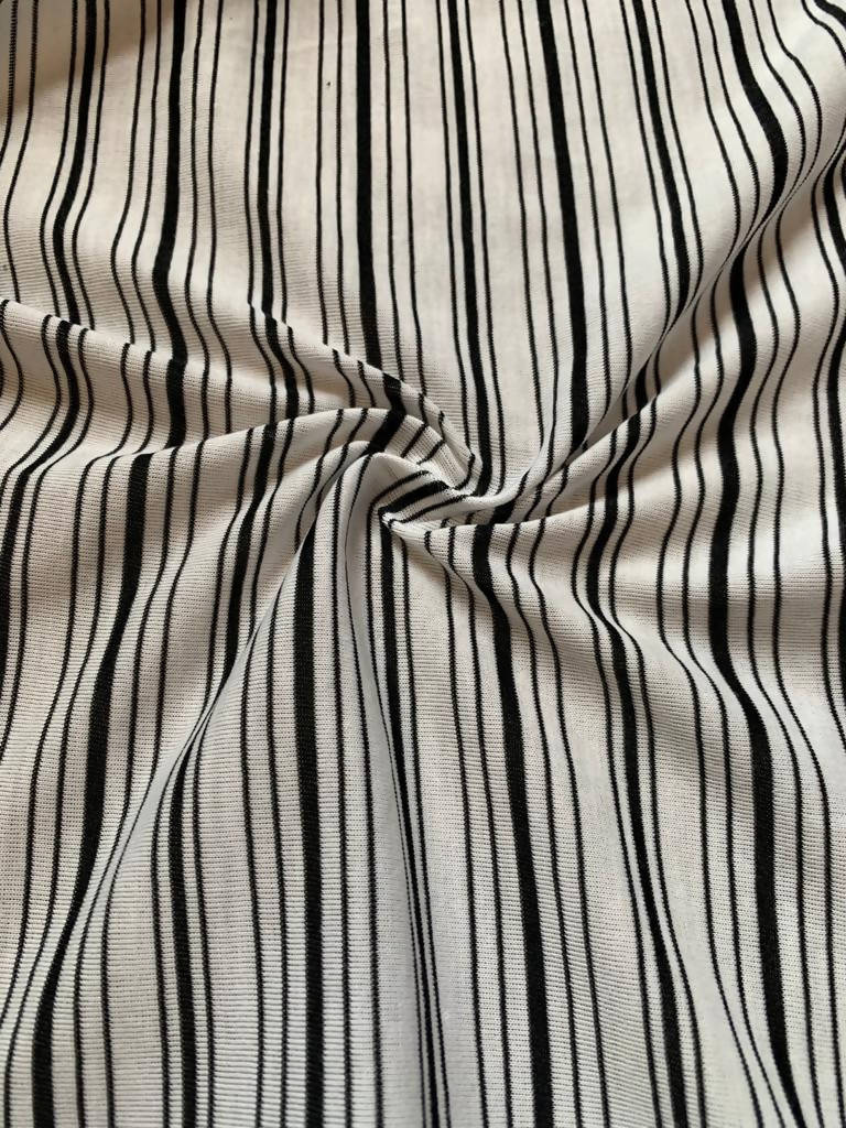 Black/White multi width stripe tubular knit - Deadstock fabric on AmoThreads