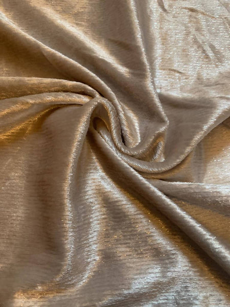 Cream velvet with Lurex stripe - Deadstock fabric on AmoThreads