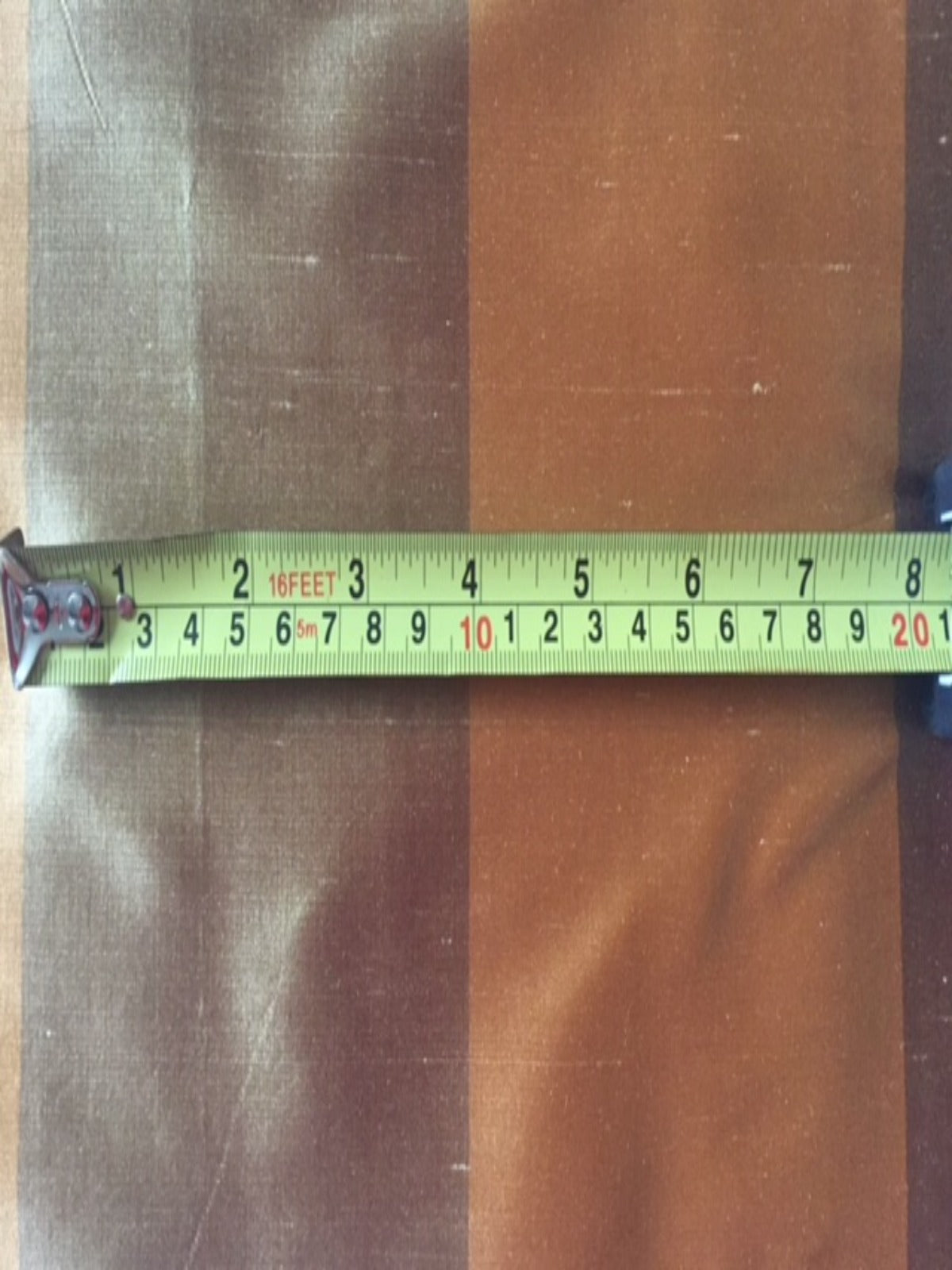 Gold/Orange irridescent wide stripe on Silk Dupion - Deadstock fabric on AmoThreads