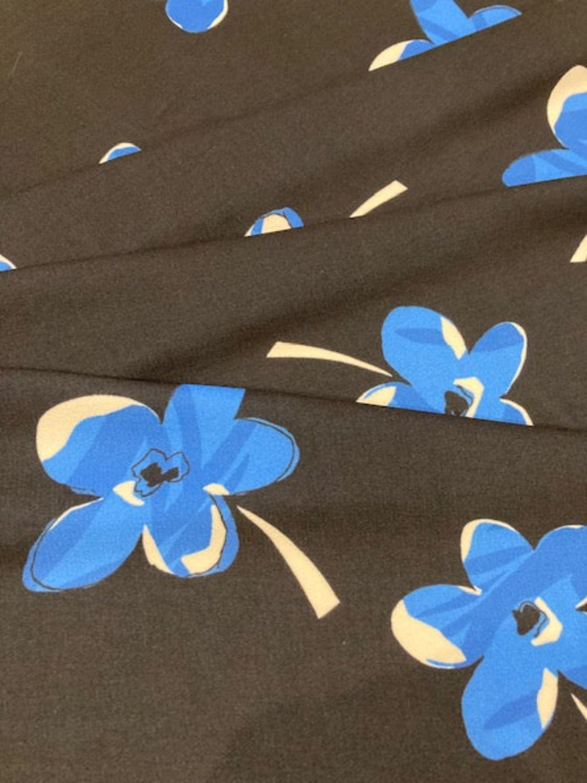 Individual Blue Flowers on Dark Navy Dress Weight
