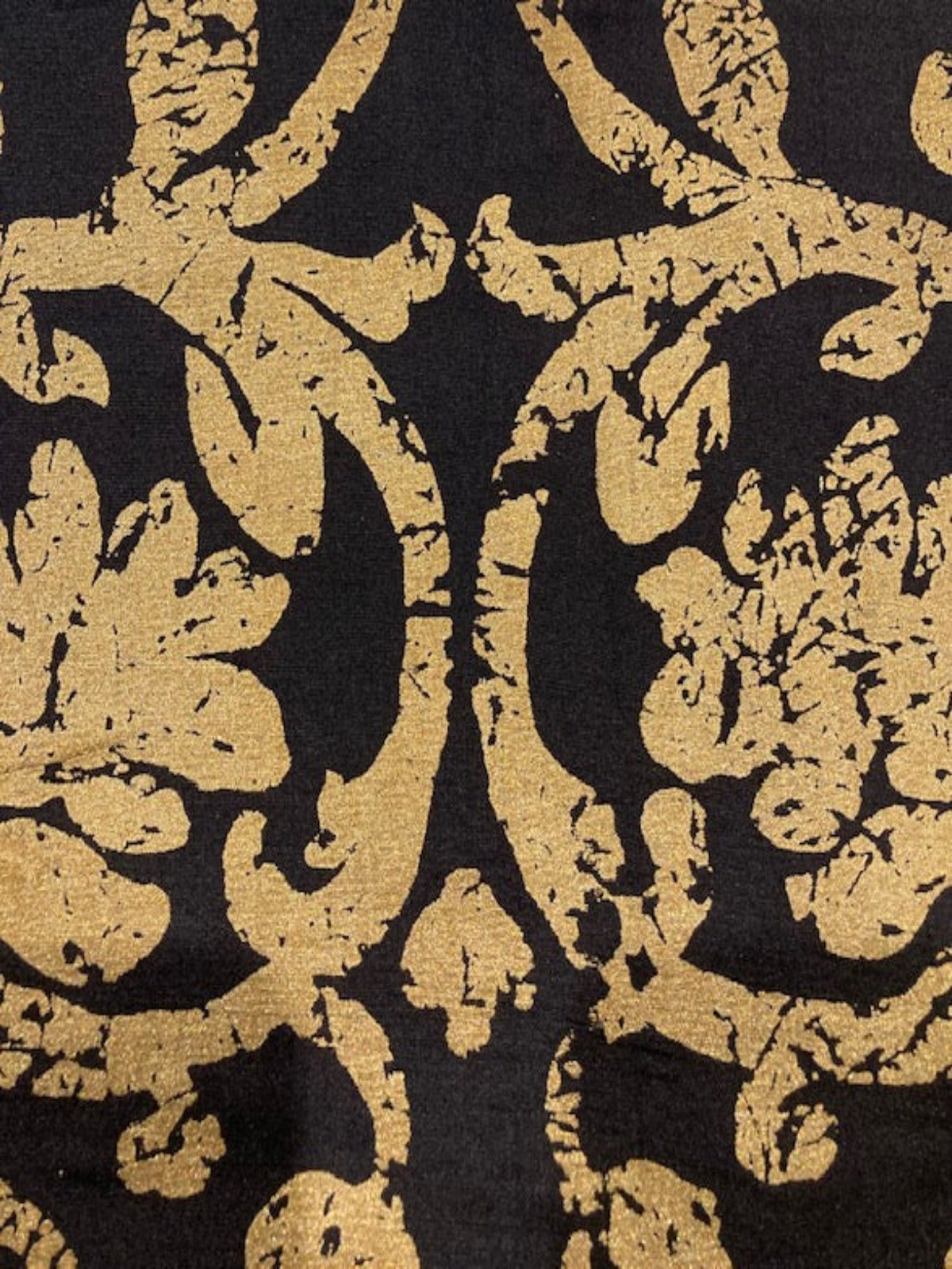 Gold Print on Black Silk Dupion ( Lightly Slubbed)