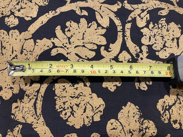 Gold Print on Black Silk Dupion ( Lightly Slubbed)