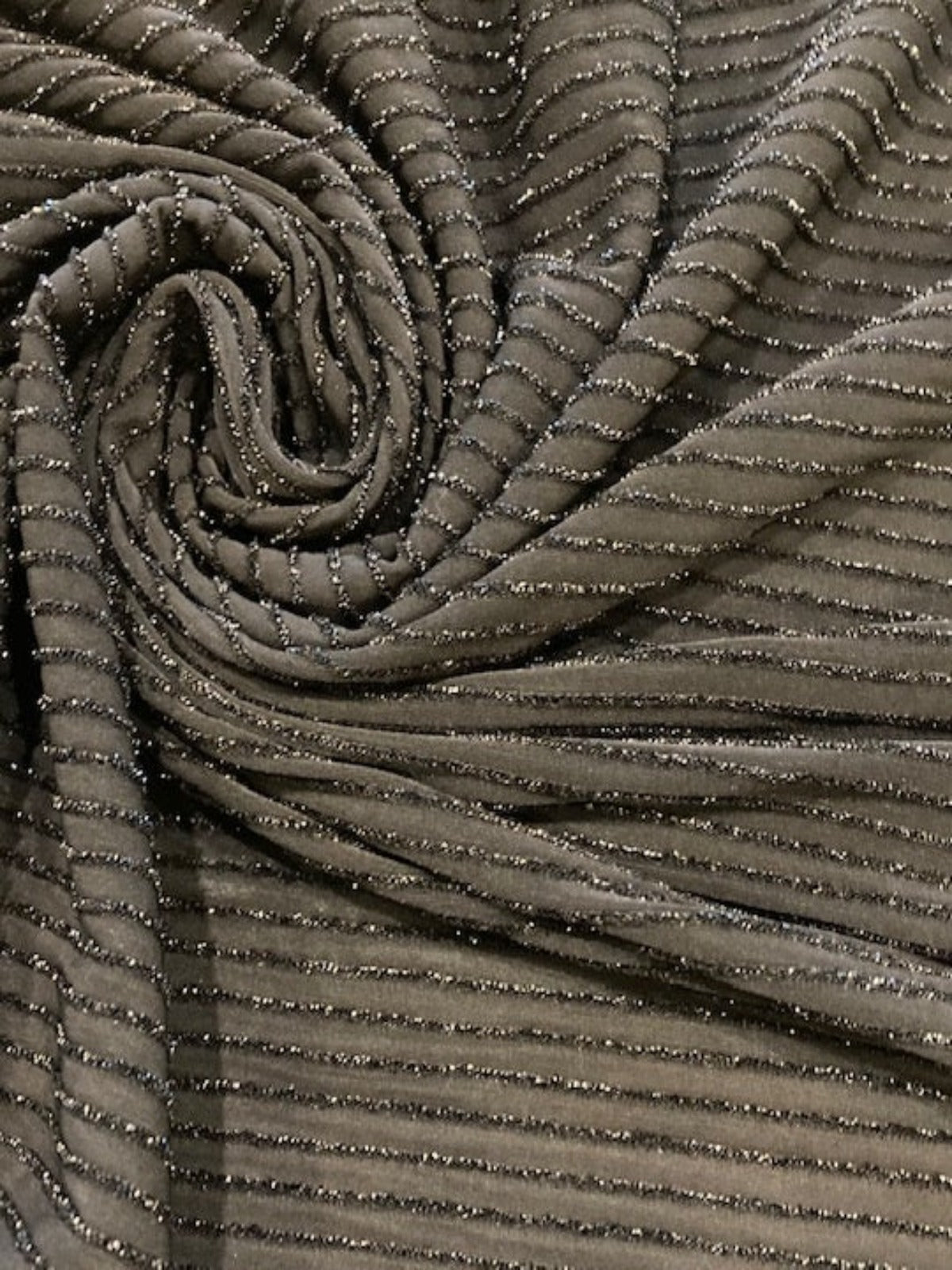 Black on Black Glitter Stripe on Knitted Stretch