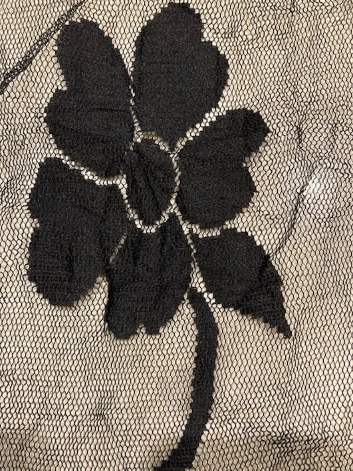 Black Flower Jacquard on Open Mesh
