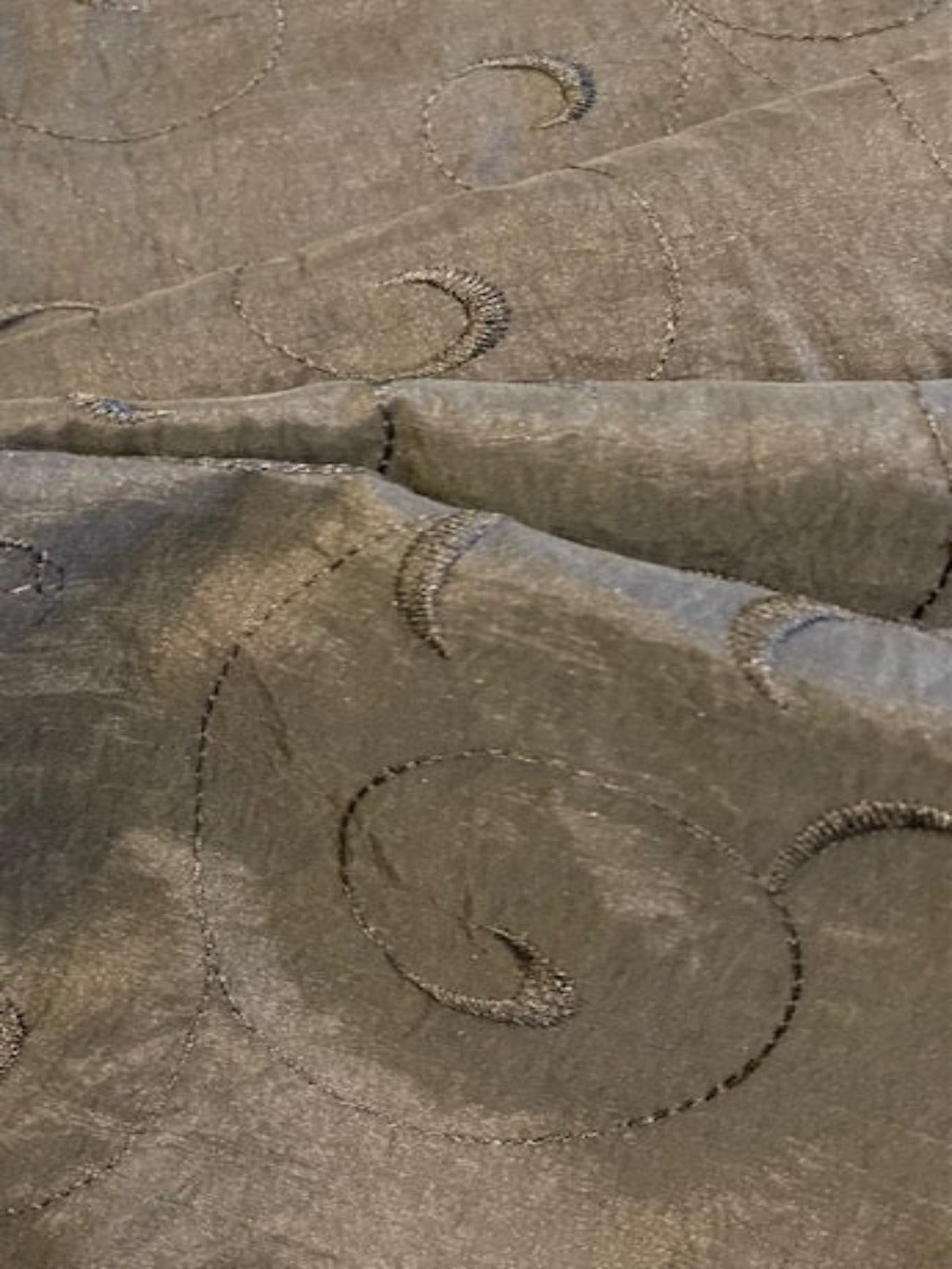 Black Crinkle Taffeta with Self Coloured Embroidery