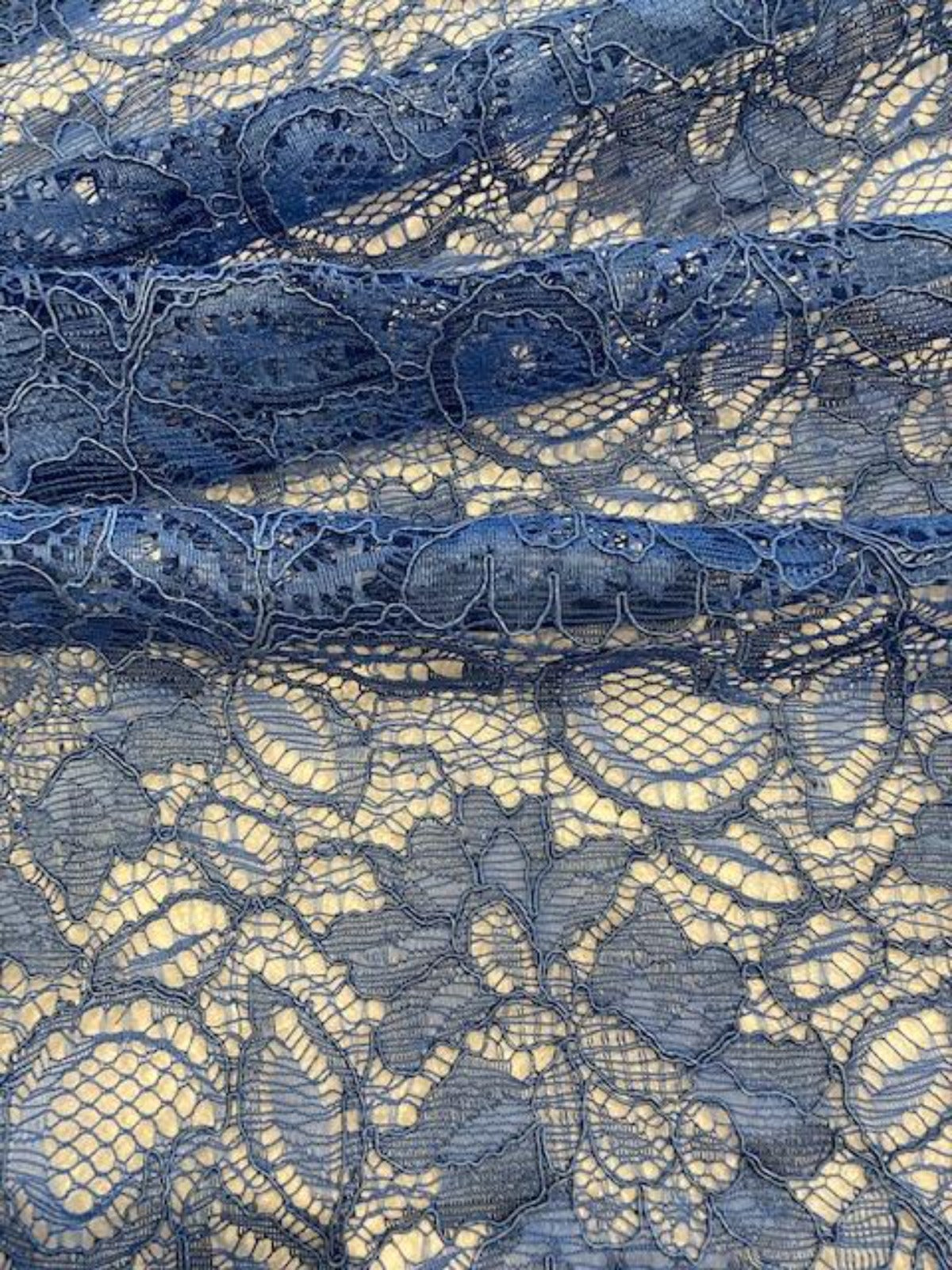 Blue Corded Lace with Scalloped Edge