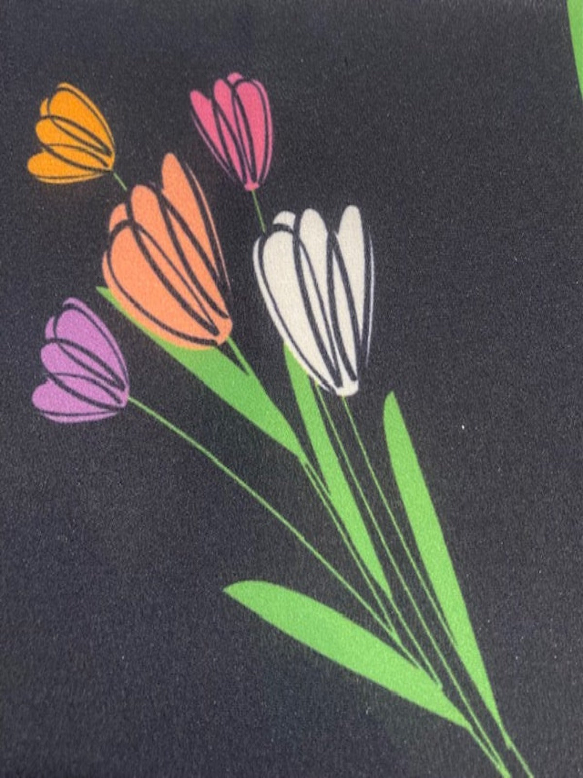 Multi Flower Bunches on Black Crepe De Chine