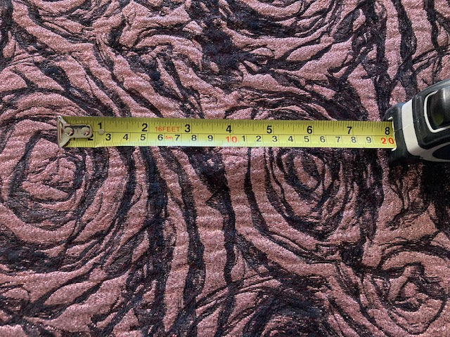 Burgundy Rose Design Lurex Jacquard on Black