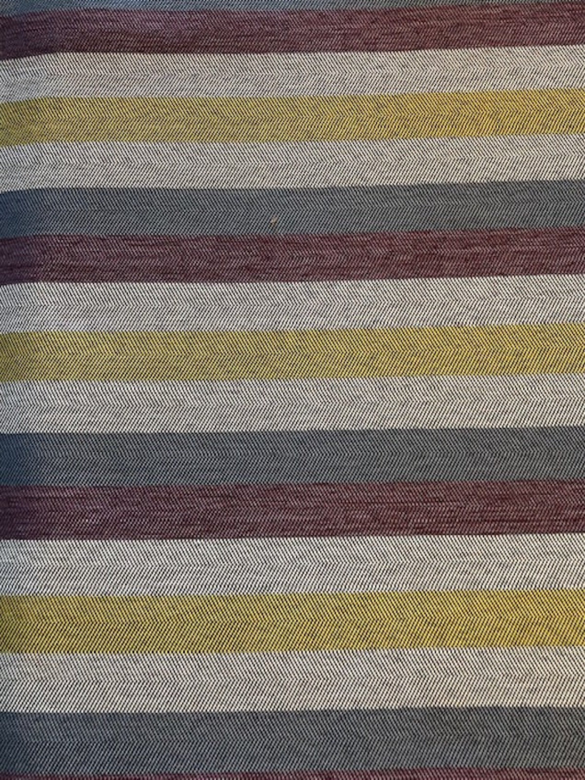Mustard/Purple/Teal/Silver Herringbone Stripe Furnishing with Fire Retardant Backing